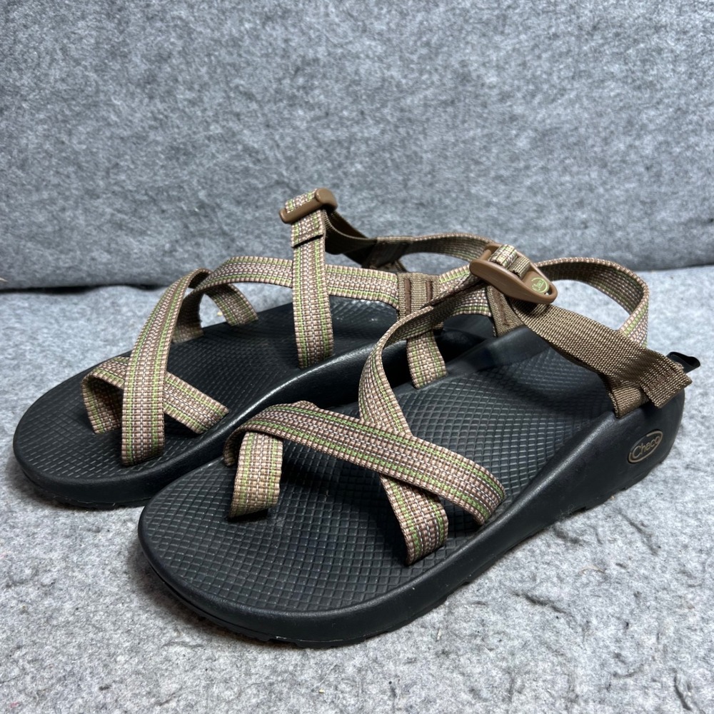 Chaco Z2 Classic Mens Sandals Brown Green Strappy Toe Loop Hiking Shoes Siz 9